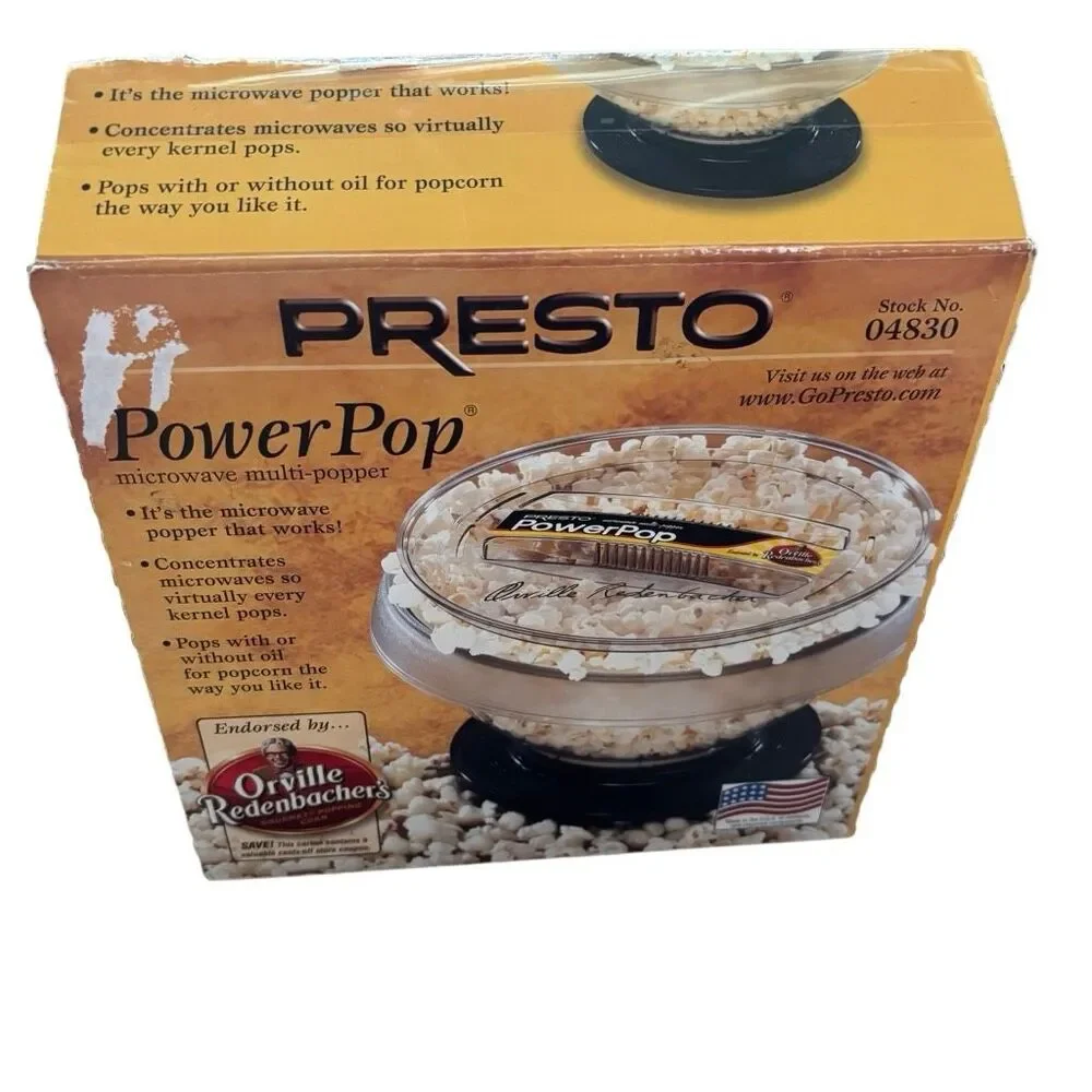 Vintage Presto PowerPop Microwave Popcorn Popper 04830 - New Open Box Unused